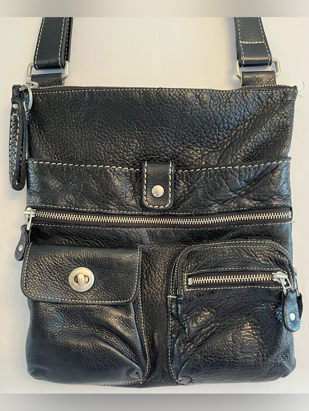 Vintage Roots Canada Black Leather Utility Crossbody Bag